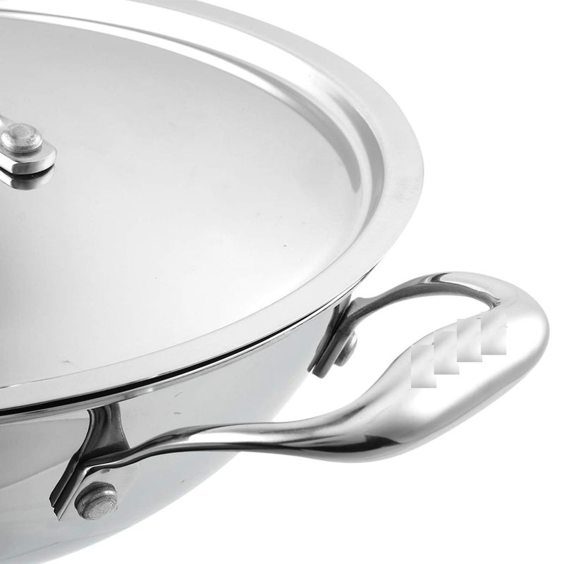RJ kitchenware Store وعاء طهي من الفولاذ المقاوم للصدأ ثلاثي الطبقات من متجر RJ للأدوات المنزلية بسعة 25 لتر وقطر 24 سم مع مقابض مثبتة مناسب للغاز والموقد الكهربائي - Image 5