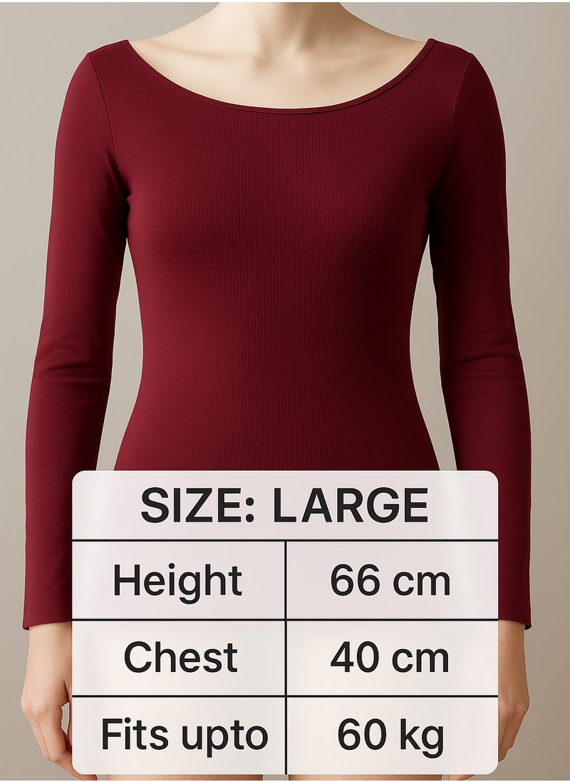 Soft Steps - 2-Piece Top Ribbed Long Sleeve Burgundy  – Size L - Image 1