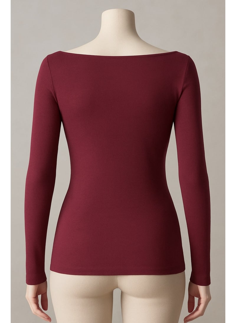 Soft Steps 2-Piece Ribbed Top boat Neck Long Sleeve - Basic T-shirts for women  - Image 4