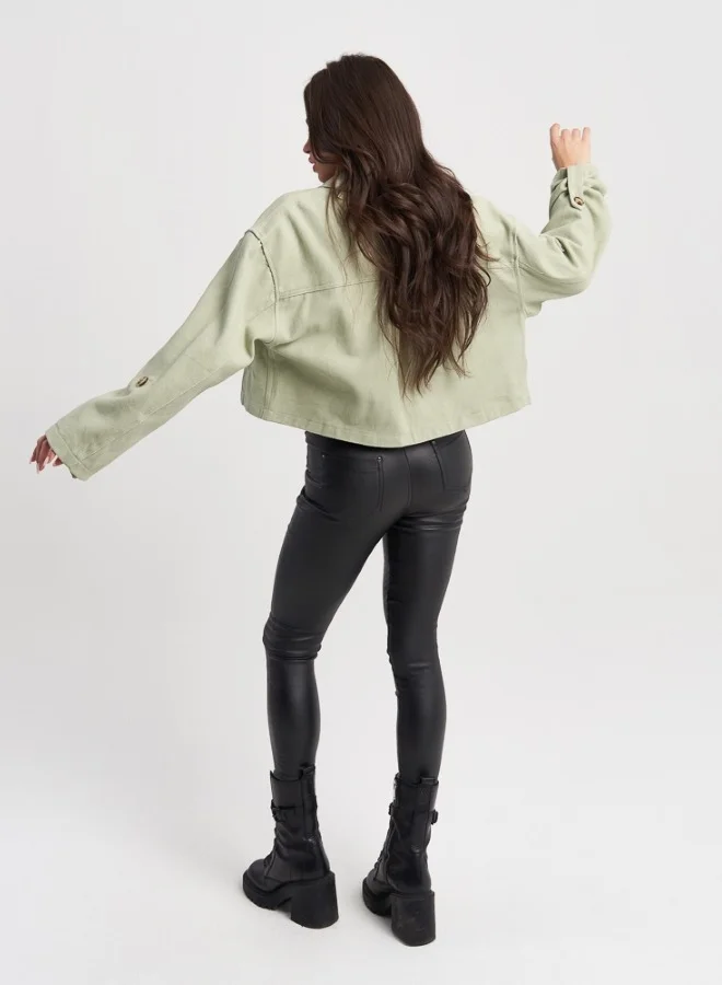 هايليز Cropped Utility Jacket - Sage