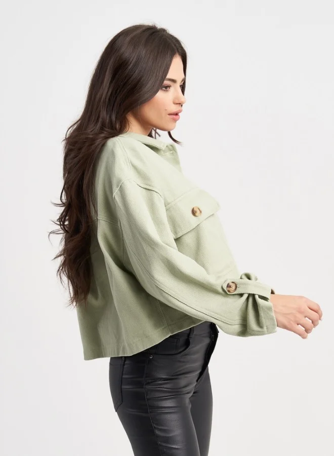 هايليز Cropped Utility Jacket - Sage