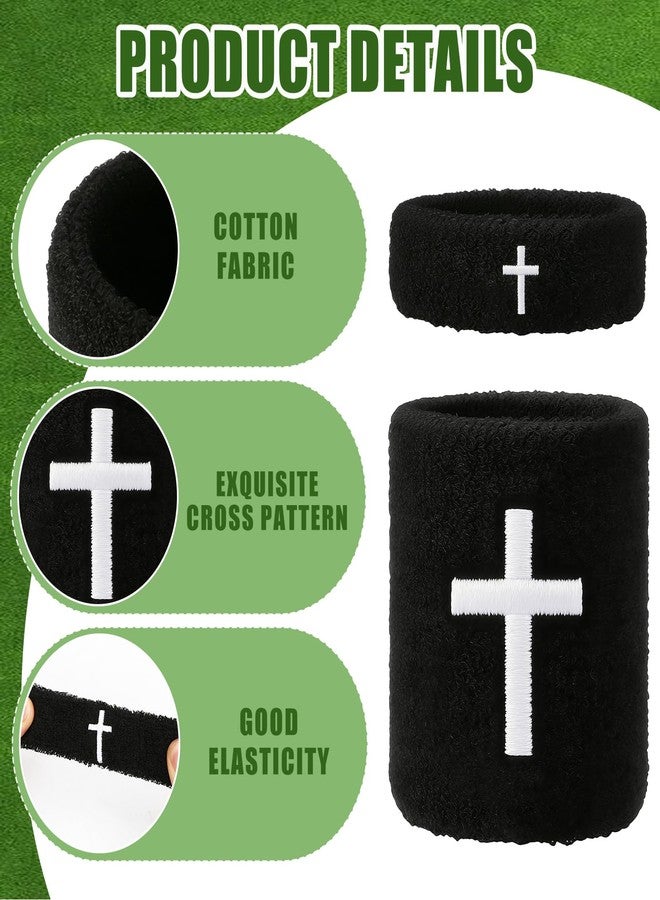 JUNEBRUSHS 8 Pcs Christian Cross Bicep Wrist Bands Set, Absorbent Athletic Armband Christian Sweat Wristbands for Football Basketball Running Sports Activities - Image 5
