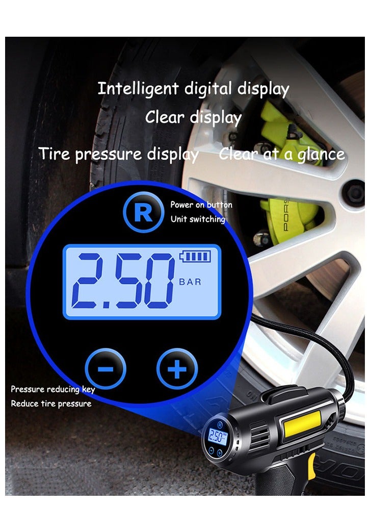 Arabest Tire Inflator Portable Air Compressor – 7.4V DC Air Pump for Car Tires with Digital Pressure Gauge and Emergency Led Light - Image 2