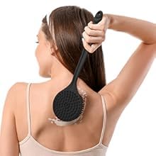 FLUZOV Silicone Back Scrubber(Thick Bristles)& Soft Bath Glove Set,Face Brush Set,Super-Exfoliating Body Scrubber & Super-Lathering Shower Body Brush Combination Combo (7 Piece, 1, count) - Image 3