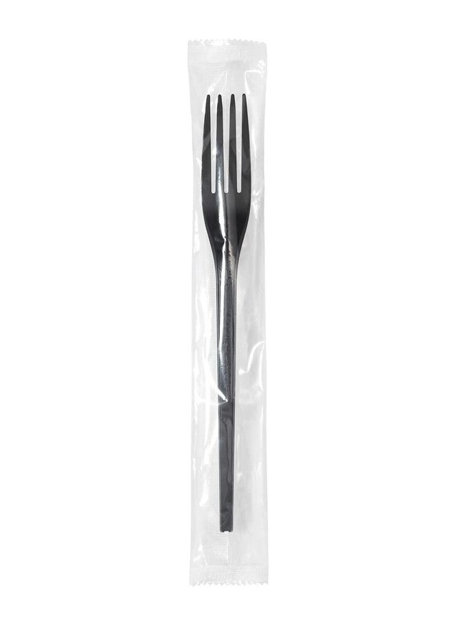 Restaurantware Basic Nature 6.5 Inch Wrapped Compostable Forks, 250 Individually Wrapped Plant-Based Silverware - For Hot And Cold Foods, Black CPLA Plastic Disposable Cutlery, BPI-Certified - Restaurantware - Image 2