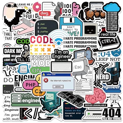 Icicrim 50PCS Programming Stickers Gifts for Developers Programmers Hackers Engineers, Icicrim Program Stickers for Laptop Computer Water Bottles Luggage Vinyl Waterproof Decals - Image 1