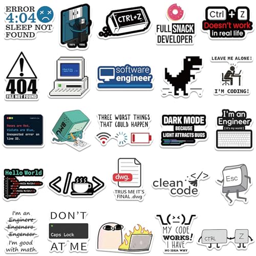 Icicrim 50PCS Programming Stickers Gifts for Developers Programmers Hackers Engineers, Icicrim Program Stickers for Laptop Computer Water Bottles Luggage Vinyl Waterproof Decals - Image 3