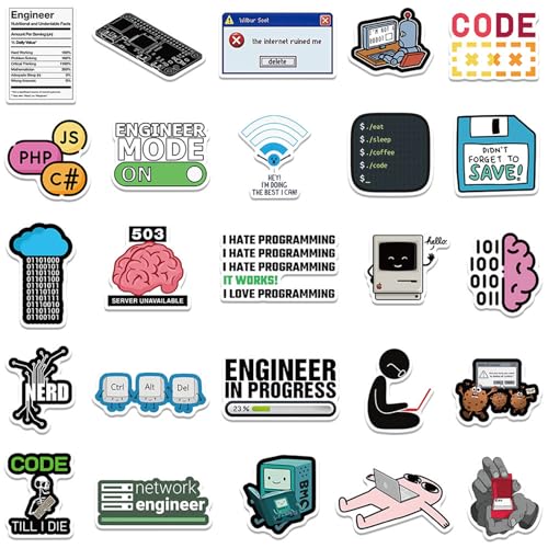 Icicrim 50PCS Programming Stickers Gifts for Developers Programmers Hackers Engineers, Icicrim Program Stickers for Laptop Computer Water Bottles Luggage Vinyl Waterproof Decals - Image 4