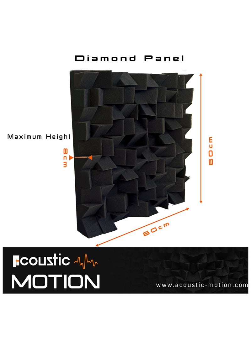 Acoustic Motion Acoustic Foam panels "60 x 60 x 8 cm" 3D Diamond Panel with Self-Adhesive,Sound Proof Panels for Home, Studio,Meeting Rooms,Wall Art Foam Boards For Advanced Acoustic Room Treatment - Image 3