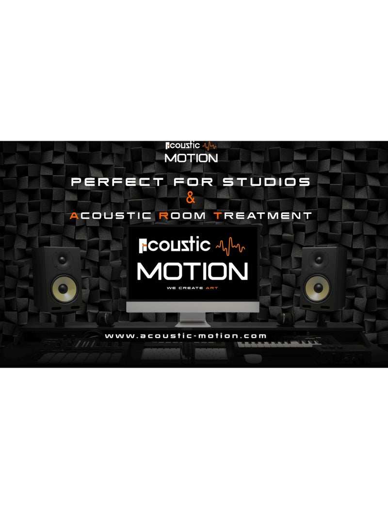 Acoustic Motion Acoustic Foam panels "60 x 60 x 8 cm" 3D Diamond Panel with Self-Adhesive,Sound Proof Panels for Home, Studio,Meeting Rooms,Wall Art Foam Boards For Advanced Acoustic Room Treatment - Image 5