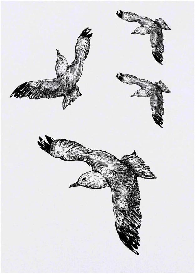 4 x Flying Seagull Temporary Tattoos Water Resistant SkinSafe NonToxic Transfers Mixed Sizes TO00003370