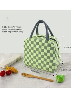 Excefore Lunch Bag for Women Men, Aesthetic Lunch Bag Reusable Insulated Lunch Tote Bag Kawaii Lunch Box Container Waterproof Lunch Cooler Bag for Work Office Travel Picnic , Green  - Image 4