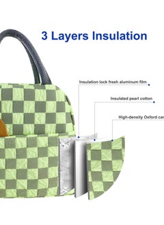 Excefore Lunch Bag for Women Men, Aesthetic Lunch Bag Reusable Insulated Lunch Tote Bag Kawaii Lunch Box Container Waterproof Lunch Cooler Bag for Work Office Travel Picnic , Green  - Image 3