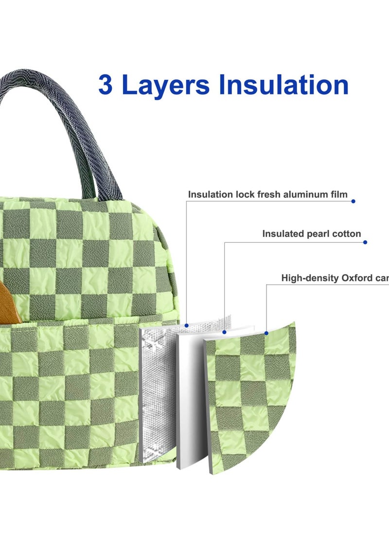 Excefore Lunch Bag for Women Men, Aesthetic Lunch Bag Reusable Insulated Lunch Tote Bag Kawaii Lunch Box Container Waterproof Lunch Cooler Bag for Work Office Travel Picnic , Green  - Image 3