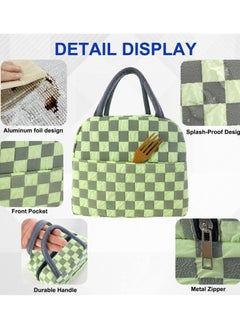 Excefore Lunch Bag for Women Men, Aesthetic Lunch Bag Reusable Insulated Lunch Tote Bag Kawaii Lunch Box Container Waterproof Lunch Cooler Bag for Work Office Travel Picnic , Green  - Image 2