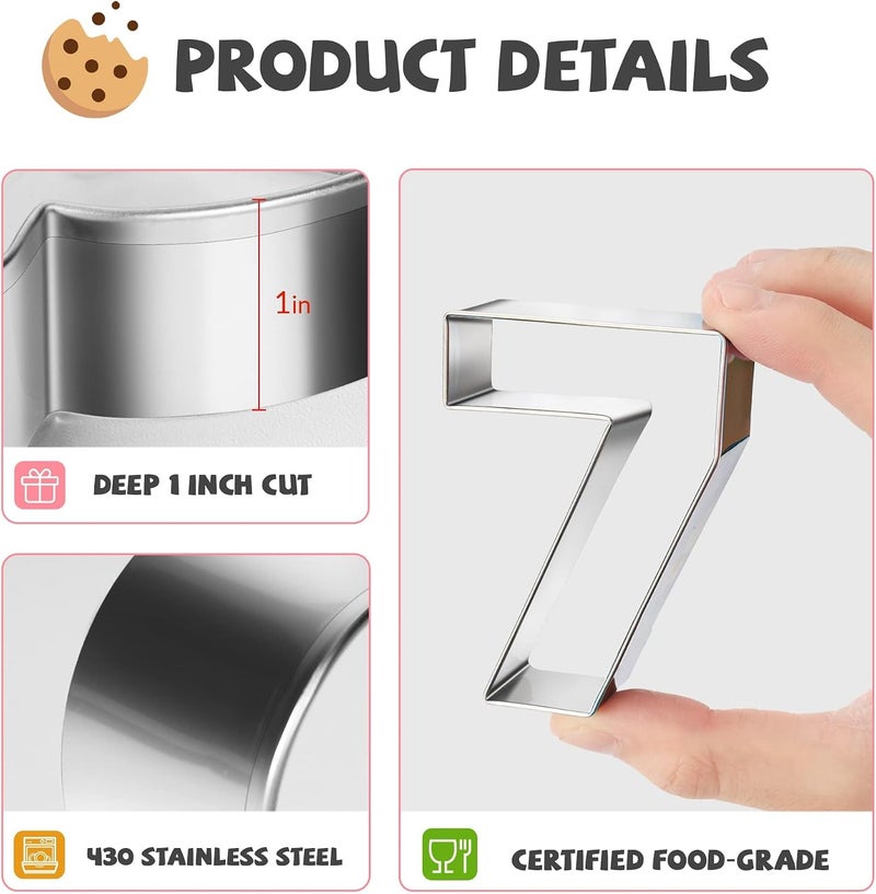 KASTWAVE 9 PCS Number Cookie Cutters Set, Stainless Steel Birthday Cutters 0-8 (6 Reverses to 9), Number-Shaped Baking Tools for Cookies, Biscuits, Dough, and Homemade Baking - Image 5