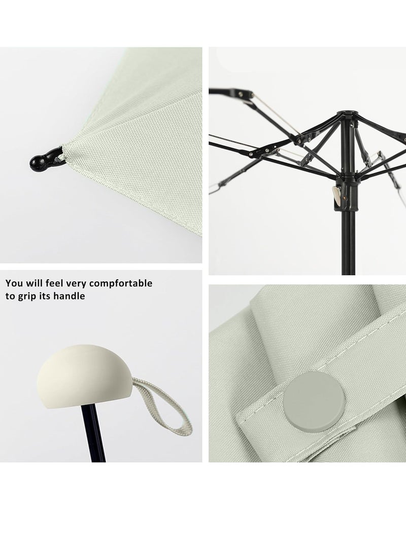 Meetion مظلة سفر صغيرة للحقيبة مع غلاف - مظلة صغيرة مضادة للأشعة فوق البنفسجية خفيفة الوزن ومضغوطة مع غلاف للنساء والرجال (1 قطعة، بيج) - Image 5