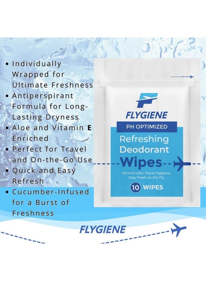 FLYGIENE Deodorant Wipes - Individually Wrapped Antiperspirant Body Wipes - 10 Count - Image 3