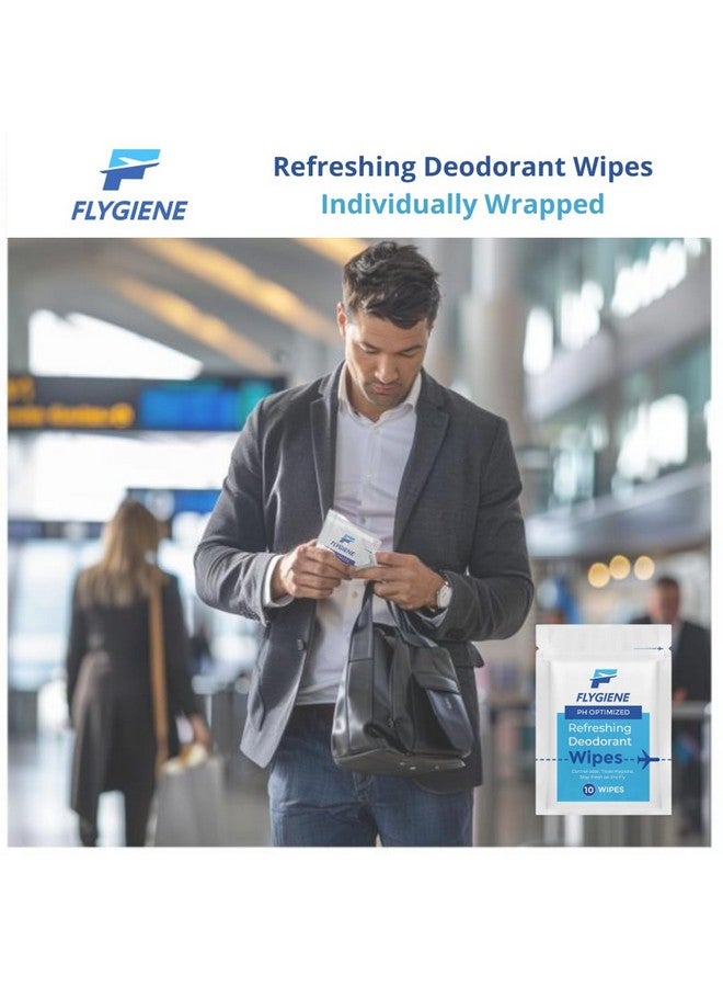 FLYGIENE Deodorant Wipes - Individually Wrapped Antiperspirant Body Wipes - 10 Count - Image 2