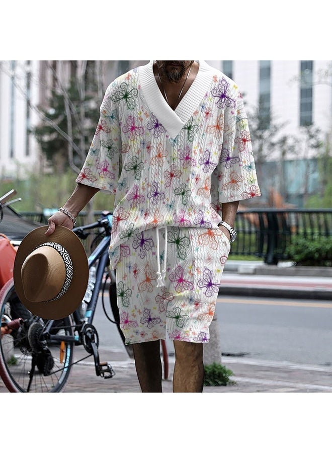 KUYING New Fashion 45D Printed Large Knitted Casual Set