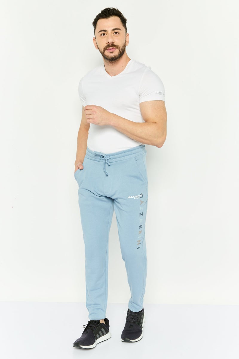Gazzarrini Men Regular Fit  Brand Logo Joggers Pant, Slate Blue - Image 2