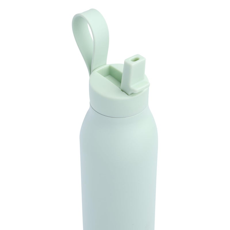 Manna Bonnie Modern Flip Insulated Stainless Steel Bottle with Straw Lid and Carrying Loop - 20 Oz - Mint Frost - Image 3
