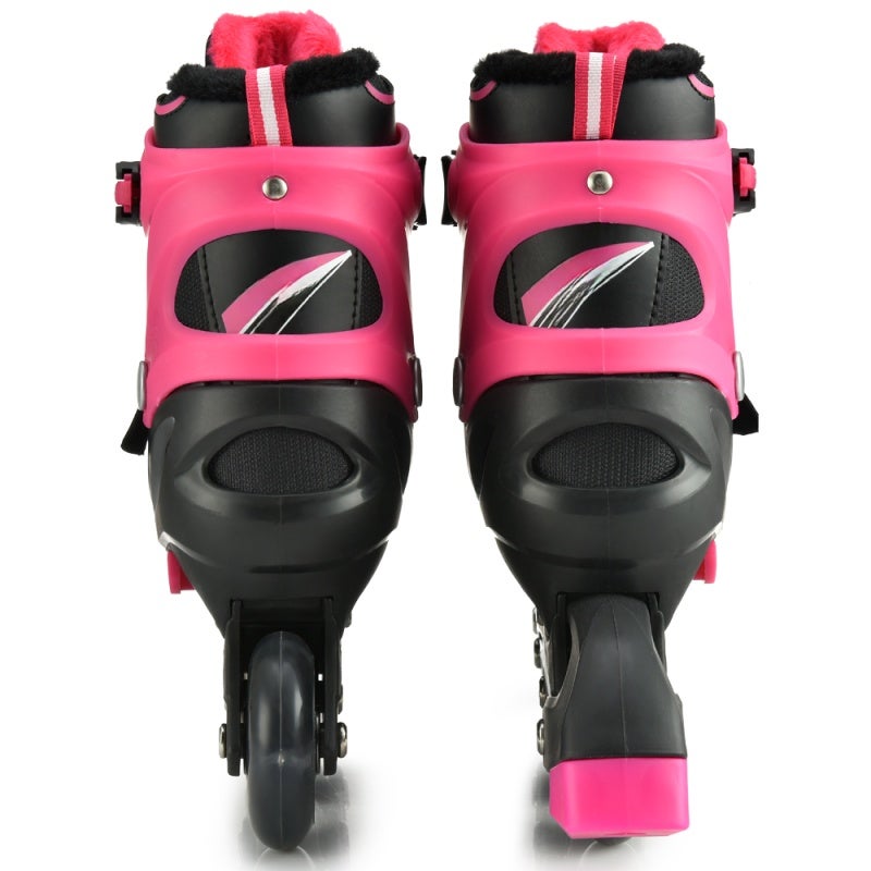 Inline Skates: Pink Size S Soft Breathable Durable Boot - Easy Push Button Adjustable Reinforced Thickened Aluminium Bracket Inline Skates for Kids With 8 Illuminating Wear-Resistant PU Wheels Triple - Image 4