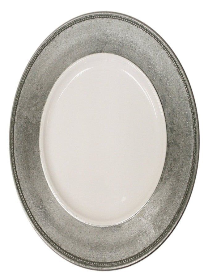 ChargeIt by Jay Charge It by Jay Leaf Charger Plate 13” Decorative Melamine Service Plate for Home, Professional Dining, Perfect for Upscale Events, Dinner Parties, Weddings, Banquets, Catering, 1 Piece, Silver - Image 1