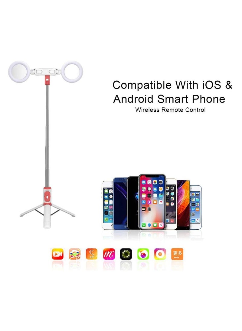 Yuwell 7-Section Extendable Wireless Selfie Stick/Tripod Stand With Remote White/Pink  - Image 2