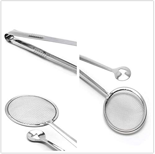 Styxon/Stainless Steel Fine Mesh Strainer Oil-Frying Filter Spoon Ladle Colander Clip Skimmer for Fried Food, Salad, BBQ Multi-Functional Kitchen Tool 2 in 1 Stainless-Steel (Pack - 1) - Image 5