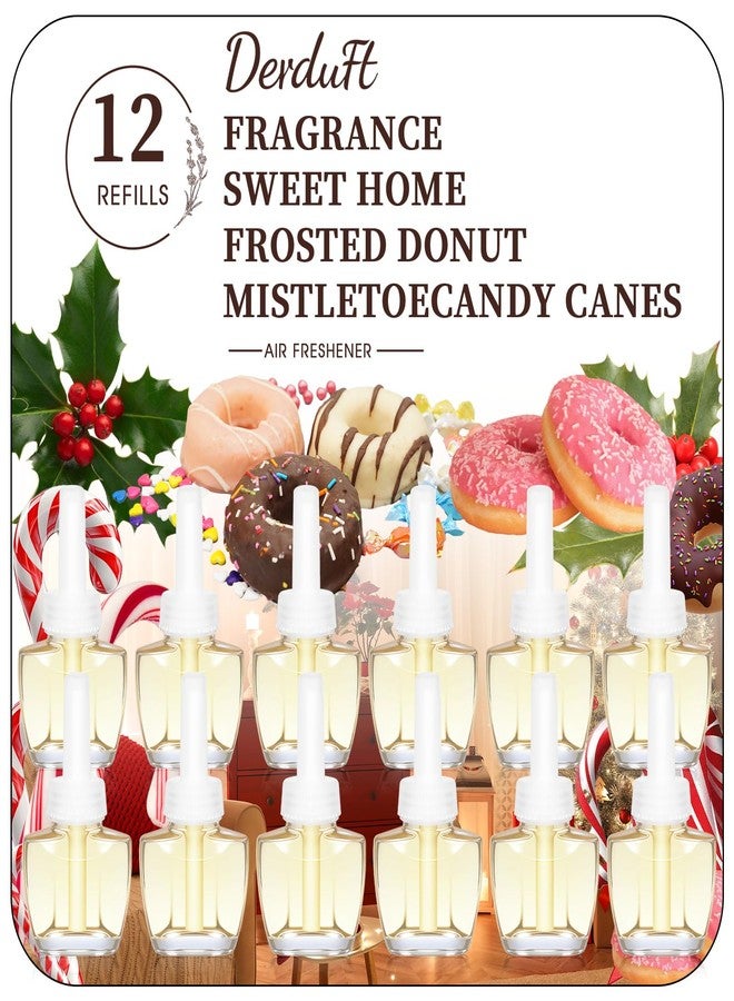 DERDUFT Plug-In Air Freshener Refills 12 Pack - Summer Scents with Sweet Home, Frosted Donut, Mistletoe, Candy Canes - Wall Plug in Refills 7.92 Fl Oz - Compatible with Air Wick & Glade - Image 1
