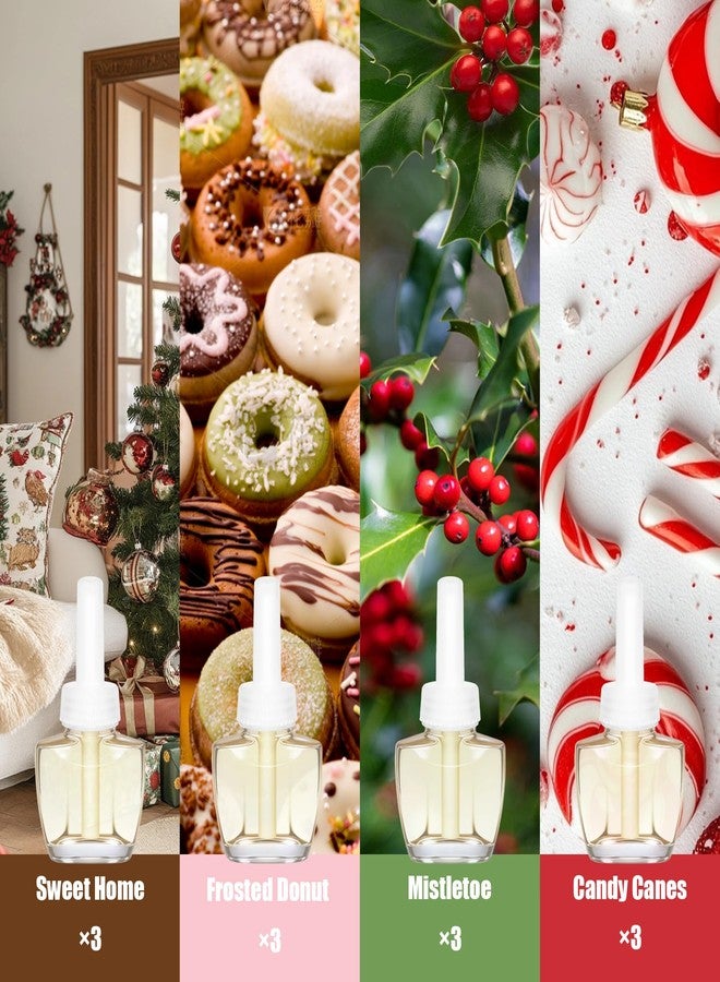 DERDUFT Plug-In Air Freshener Refills 12 Pack - Summer Scents with Sweet Home, Frosted Donut, Mistletoe, Candy Canes - Wall Plug in Refills 7.92 Fl Oz - Compatible with Air Wick & Glade - Image 3