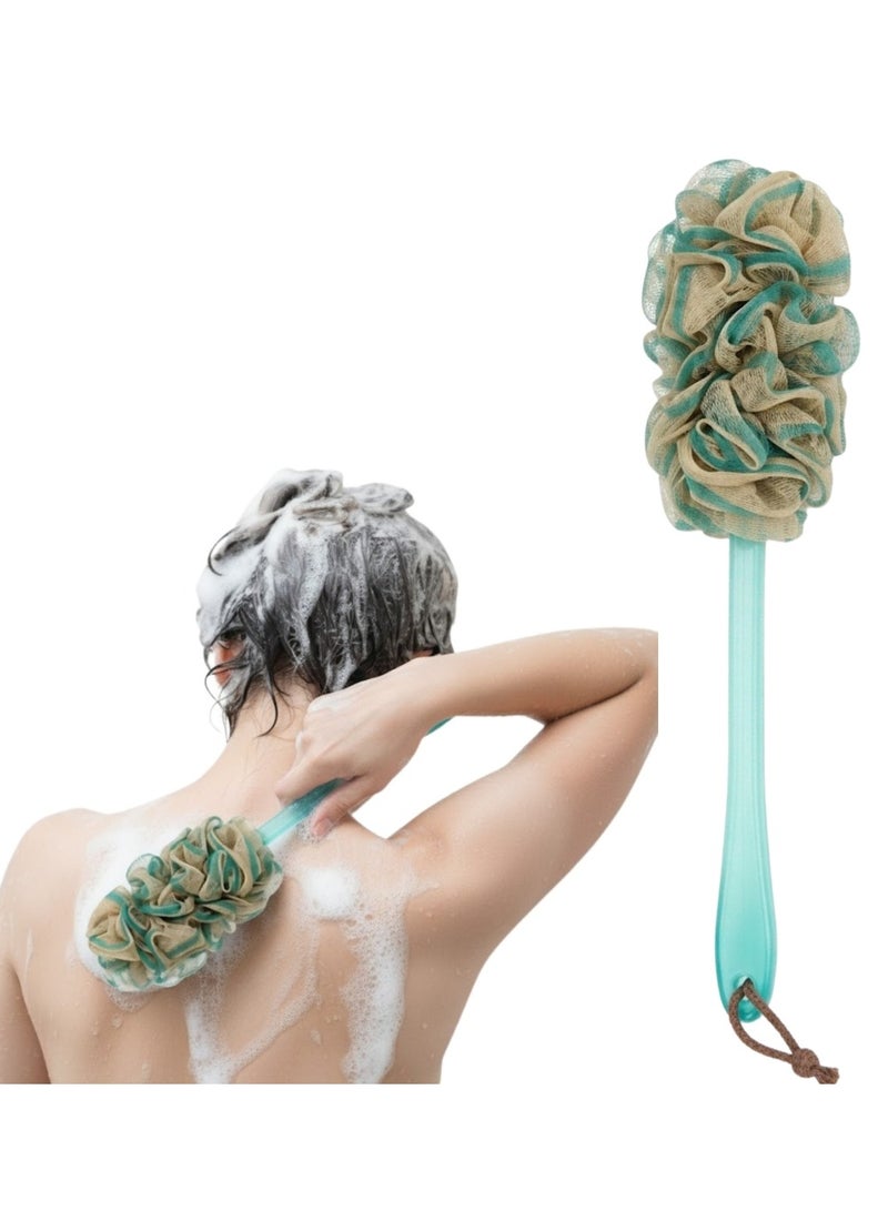 Back Scrubber for Shower – Loofah Sponge Brush Exfoliating Body, Long Handle Scrub Brush for Shower with Loofah on a Stick, Loofah with Handle, Shower Sponge with Handle, Bath Brush, Shower Brush for Body, PE Soft Mesh Luffa for Men and Women, Bathing Accessories Body Brushes - Image 1