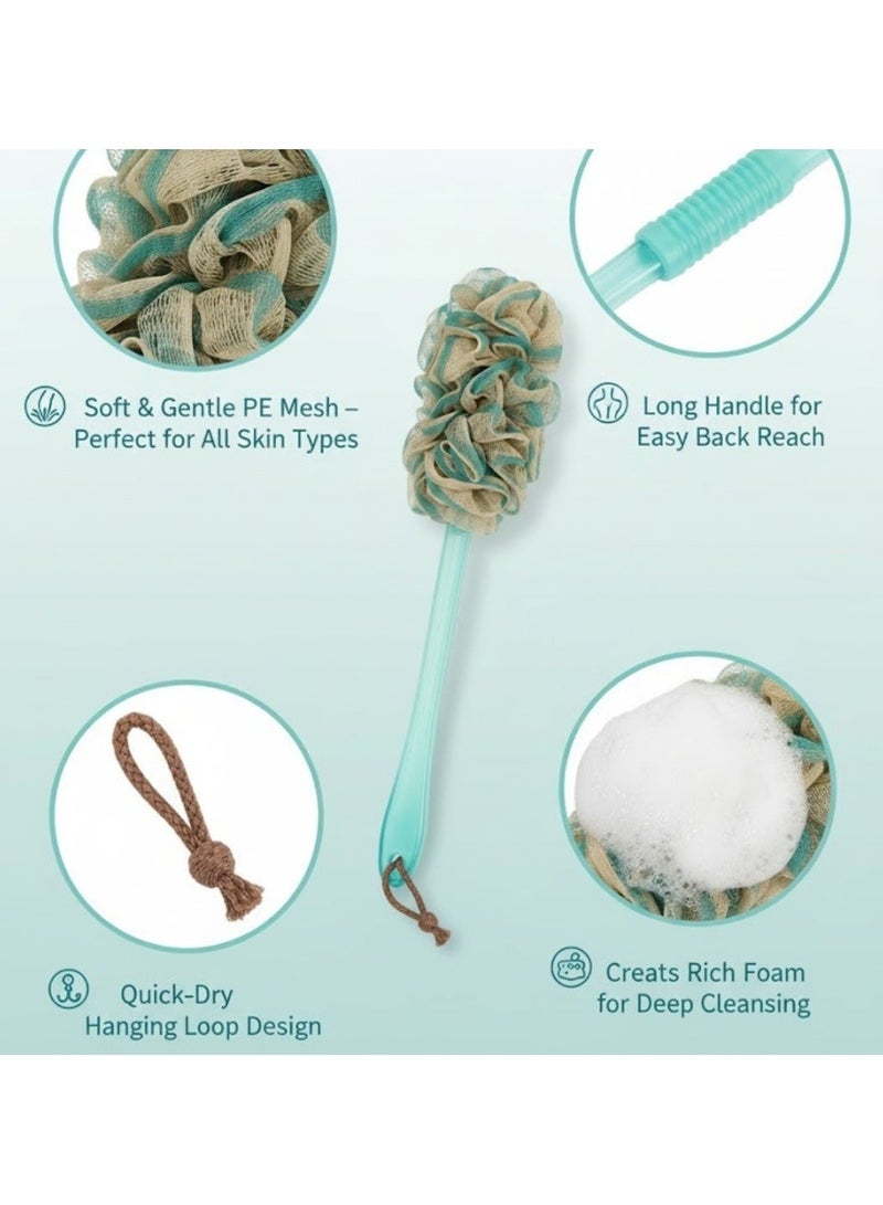 Back Scrubber for Shower – Loofah Sponge Brush Exfoliating Body, Long Handle Scrub Brush for Shower with Loofah on a Stick, Loofah with Handle, Shower Sponge with Handle, Bath Brush, Shower Brush for Body, PE Soft Mesh Luffa for Men and Women, Bathing Accessories Body Brushes - Image 5