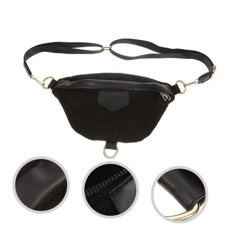 Adjustable Crossbody Chest Bag Lightweight Travel Hiking Daily Pouch for Girls Black - Image 4