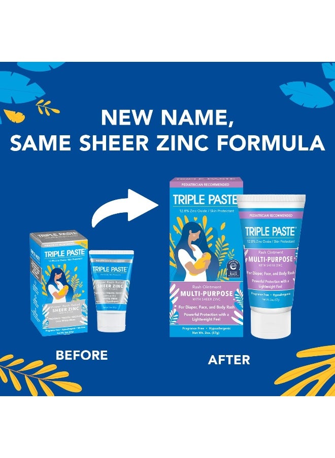 Triple Paste Multi-Purpose Baby Healing Ointment - 2 oz Tube – Diaper Rash Cream and Skin Protectant for Hands, Face & Bottom Treats, Soothes & Prevents with Zinc Oxide (Packaging May Vary)  - Image 2