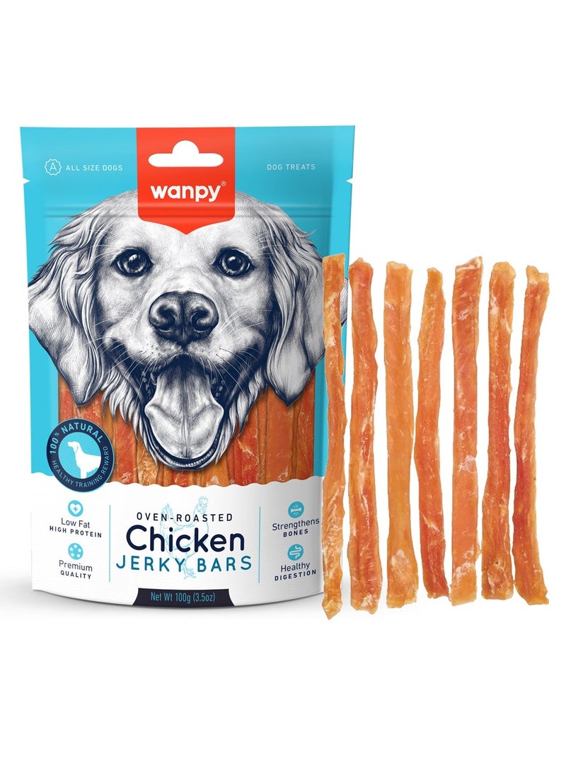 Wanpy Oven Roasted Chicken Jerky Bars Dog And Puppy Treats 100g 