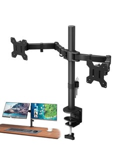 شو وو حامل شاشة مزدوج لِشاشتين LCD وLED مع ذراع قابل للتعديل بالكامل للكمبيوتر المكتبي، حامل شاشات ألعاب قوي، يحمل شاشتين بحجم يصل إلى 30 بوصة.  - Image 1
