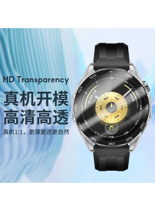 Weiqiantu Huawei Gt6 46mm Protective Case With Tempered Glass Screen Protector, High-definition Touch Sensitive Full Coverage Watch Case, Starlight Color With Scale