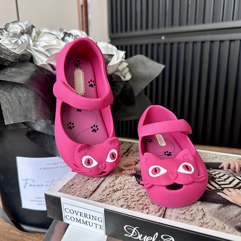 melissa Childrens Shoes melissa Girl Kitty Jelly Shoes Baby Summer Cartoon Sandals Little Girl Beach Shoes 5 Rose Red 