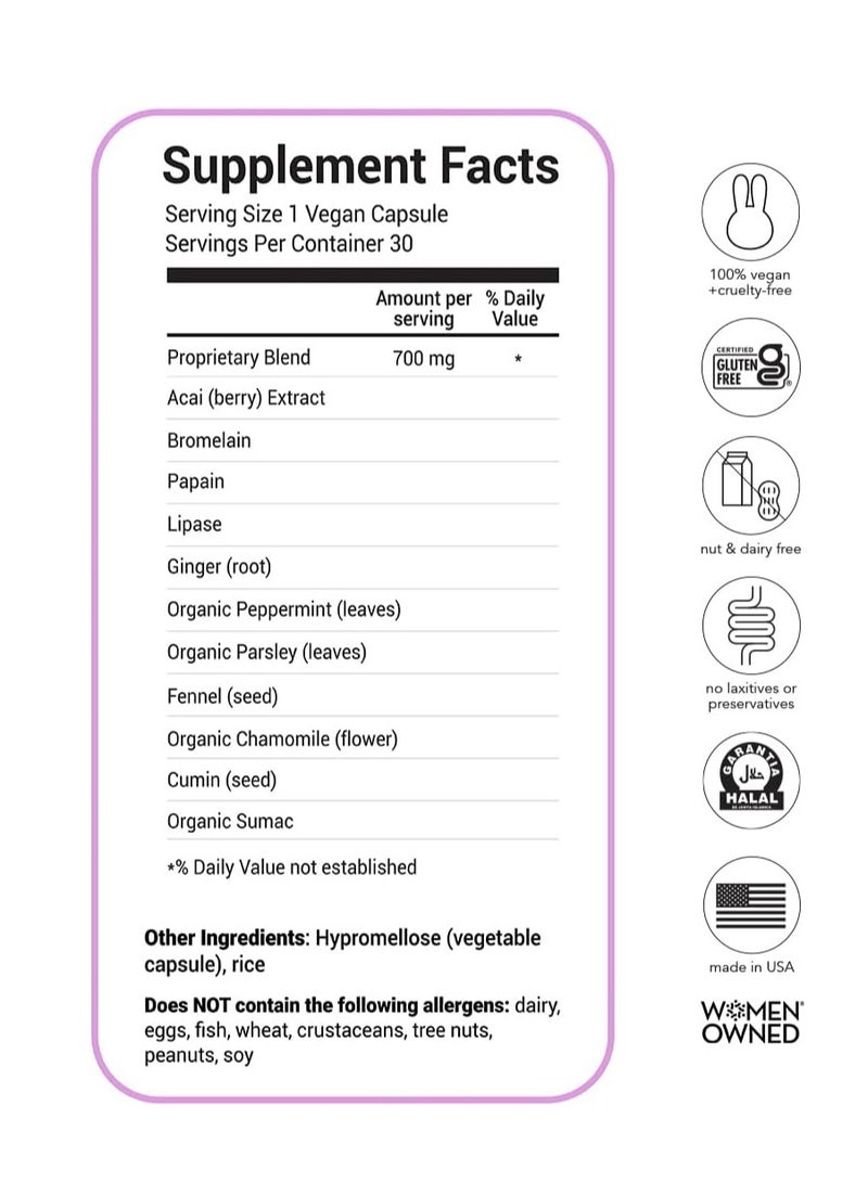 هيرتامين إنزيمات الجهاز الهضمي بلواتامين لتخفيف الانتفاخ وآلام المعدة والغازات واحتباس الماء وعدم الراحة للرجال والنساء 30 كبسولة - Image 3