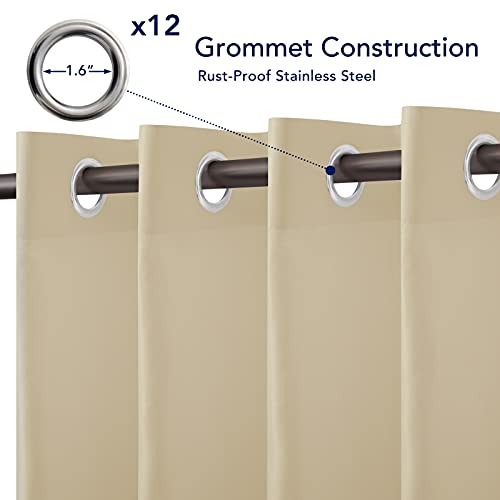 PureFit Outdoor Curtains for Patio Waterproof Weatherproof, UV and Fade Resistant Outside Curtains for Gazebo, Front Porch, Pergola, Sun Blocking Privacy Curtain, 100W x 84L inch, 1 Panel, Beige - Image 4