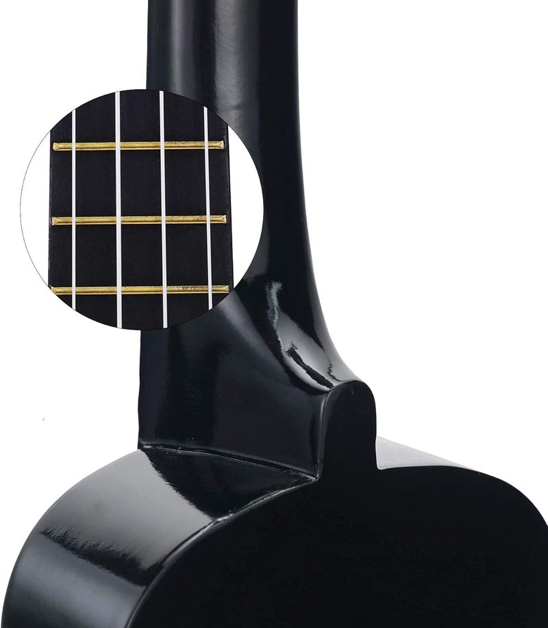 Trendy Soprano Valentine's Day Ukulele for Beginners 21 Inch Hawaiian Wood Ukuleles for Adult Student Starter Four Strings Guitar (Black) - Image 4