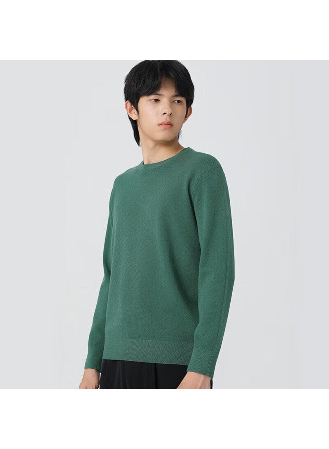 Markless Men's Sweater Autumn Winter Warm Crew Neck Knitwear Loose Casual Base Shirt 2716 Shade Green M - Image 2