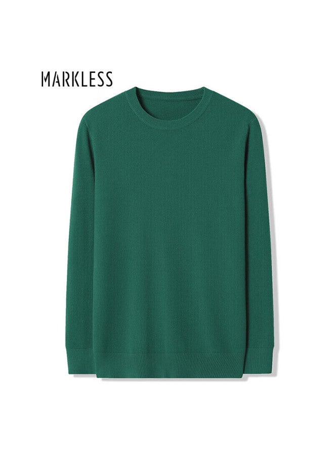 Markless Men's Sweater Autumn Winter Warm Crew Neck Knitwear Loose Casual Base Shirt 2716 Shade Green M - Image 1
