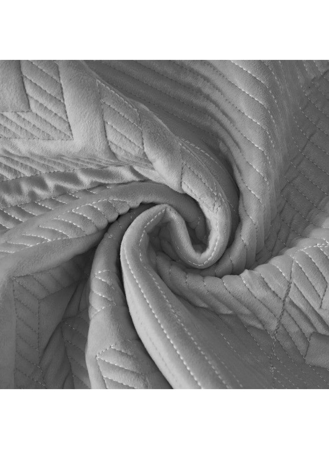 House of Quirk Sofa Covers Velvet Herringbone Chenille Fabric Furniture Protector 1/2/3/4 Seater Sofa Cover Slipcovers Anti-Slip Stretch Seat Mat (2 pc Armrest Grey, 50x70cm) - Image 4