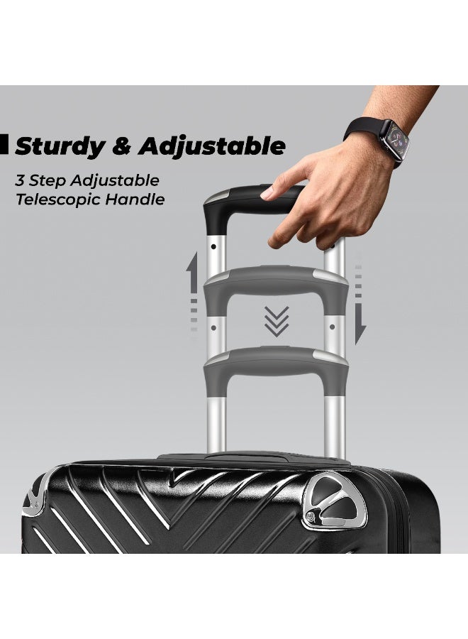 بلا نهاية مجموعة من 3 حقائب سفر من البولي كربونات - 75 سم، 65 سم (للسفر) و 55 سم (للسفر داخل الطائرة) حقائب سفر صلبة ذات عجلات دوارة مع قفل TSA مدمج | حقائب سفر محمولة - Image 4