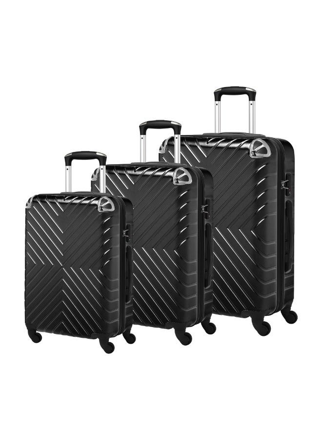 بلا نهاية مجموعة من 3 حقائب سفر من البولي كربونات - 75 سم، 65 سم (للسفر) و 55 سم (للسفر داخل الطائرة) حقائب سفر صلبة ذات عجلات دوارة مع قفل TSA مدمج | حقائب سفر محمولة - Image 1