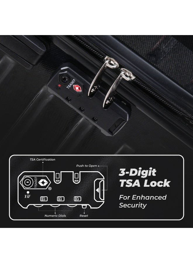 بلا نهاية مجموعة من 3 حقائب سفر من البولي كربونات - 75 سم، 65 سم (للسفر) و 55 سم (للسفر داخل الطائرة) حقائب سفر صلبة ذات عجلات دوارة مع قفل TSA مدمج | حقائب سفر محمولة - Image 3