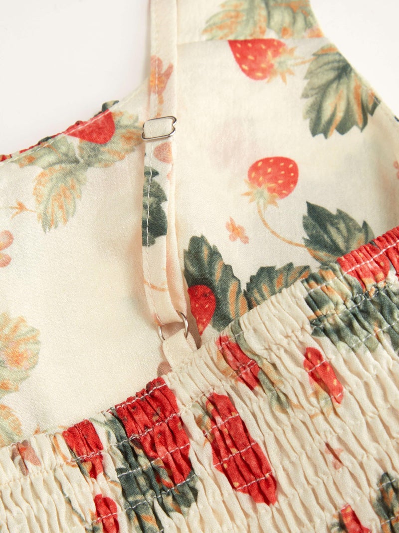 CIDER Women's Strawberry Floral Maxi Dress Sleeveless Square Neck Flowy Milkmaid Dress Cottage Core Trendy Summer Outfits - Image 5